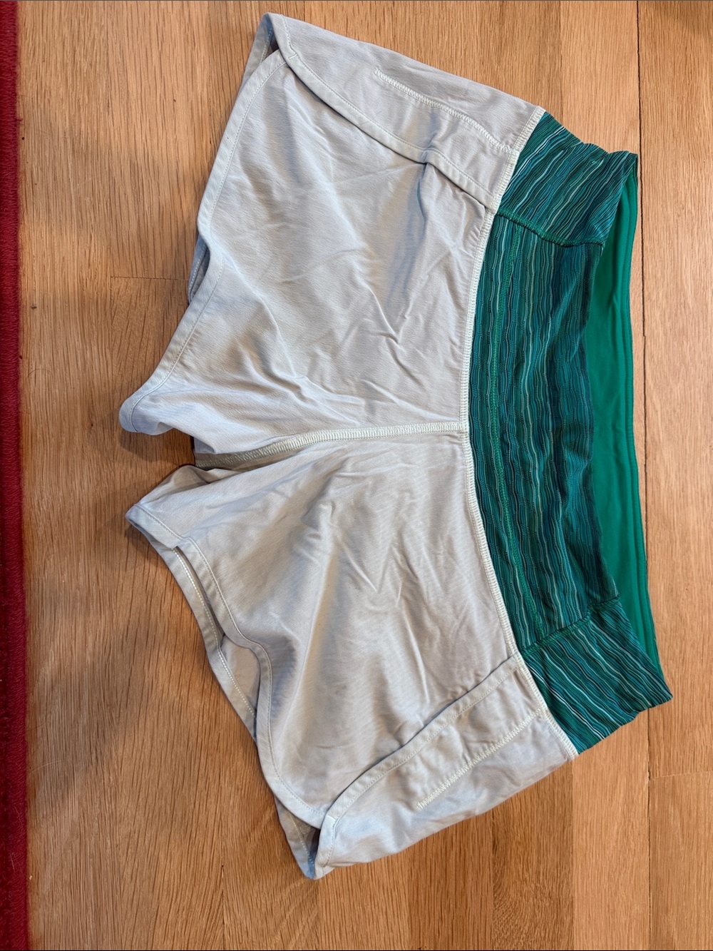 lululemon athletica Light Gray Shorts with Teal Green Waistband